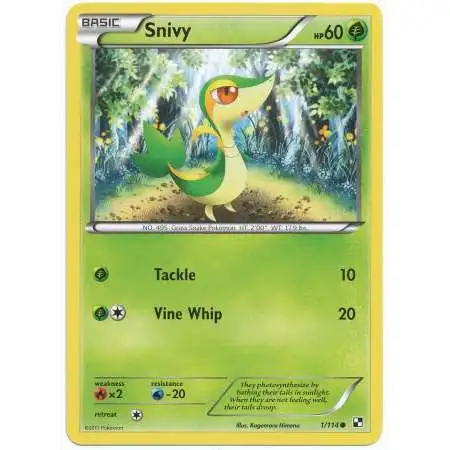 Pokemon Black & White Base Set Common Snivy #1 [Reverse Foil]