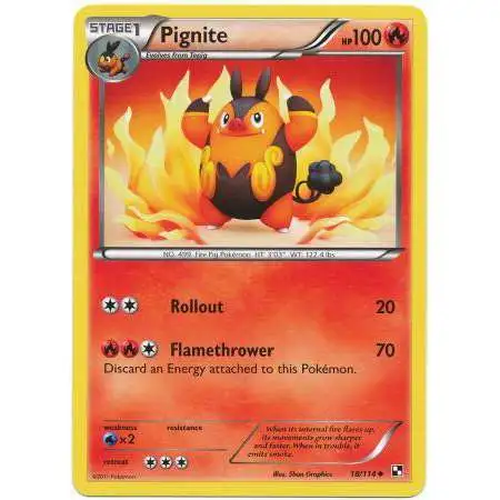 Pokemon Black & White Base Set Uncommon Pignite #18 [Lightly Played]