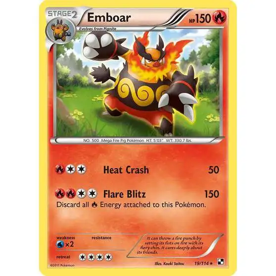 Pokemon Black & White Base Set Holo Rare Emboar #19