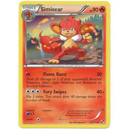 Pokemon Black & White Base Set Uncommon Simisear #22