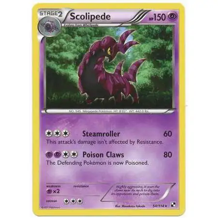 Pokemon Black & White Base Set Rare Scolipede #54