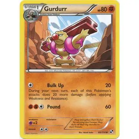 Pokemon Black & White Base Set Uncommon Gurdurr #60