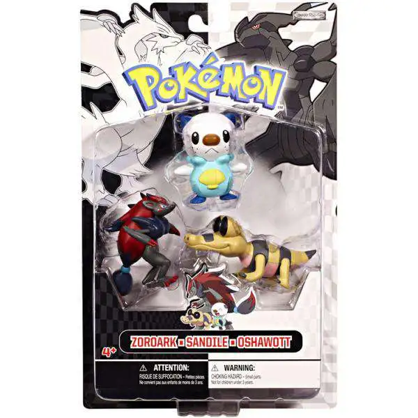 Pokemon Black & White Series 1 Basic Zoroark, Sandile & Oshawott Figure 3-Pack