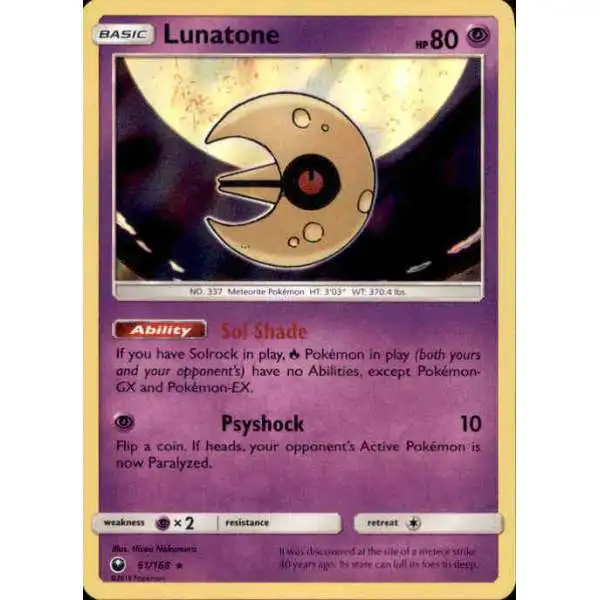 Pokemon Trading Card Game Celestial Storm Rare Holo Lunatone #61
