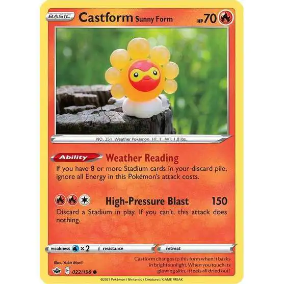 Pokemon Trading Card Game Sword & Shield Chilling Reign Common Castform Sunny Form #22