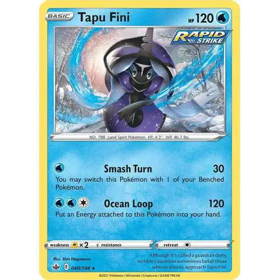 Pokemon Trading Card Game Sword & Shield Chilling Reign Holo Rare Tapu Fini #40
