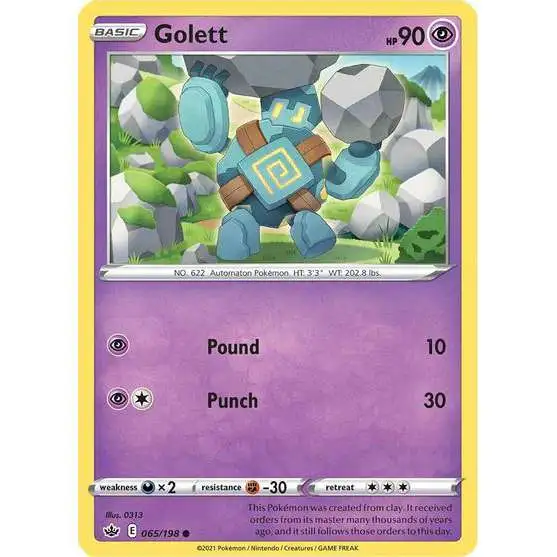 Pokemon Trading Card Game Sword & Shield Chilling Reign Common Golett #65