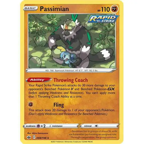 Pokemon Trading Card Game Sword & Shield Chilling Reign Rare Passimian #88