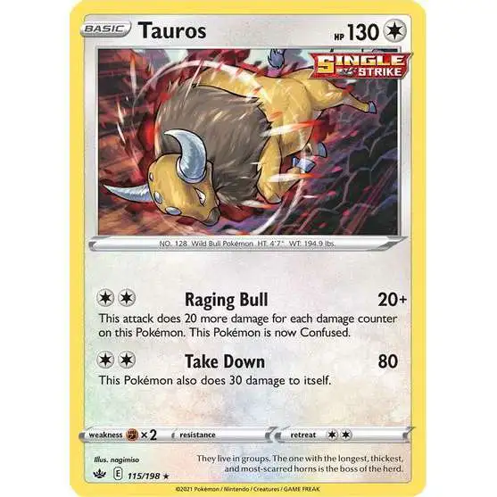 Pokemon Trading Card Game Sword & Shield Chilling Reign Rare Holo Tauros #115