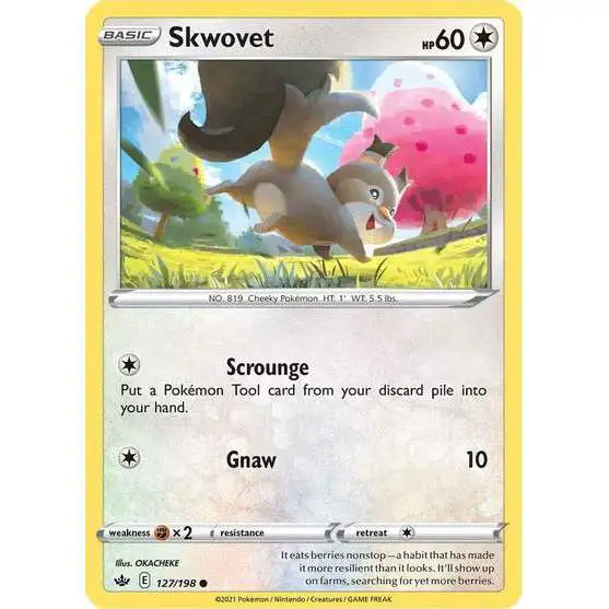 Pokemon Trading Card Game Sword & Shield Chilling Reign Common Skwovet #127