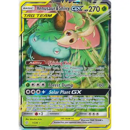 Pokemon Trading Card Game Sun & Moon Cosmic Eclipse Ultra Rare Venusaur & Snivy GX #1 [Moderately Played]