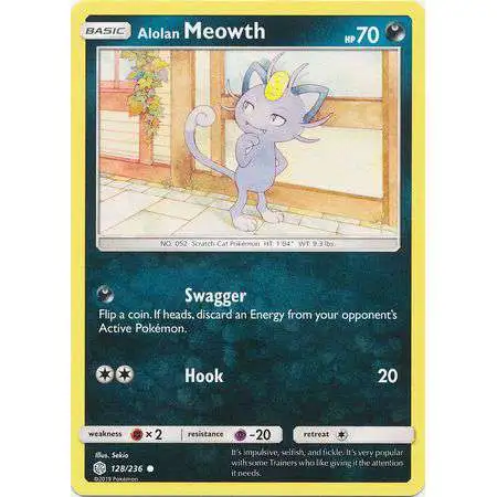 Pokemon Trading Card Game Sun & Moon Cosmic Eclipse Common Alolan Meowth #128