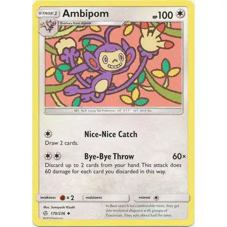 Pokemon Trading Card Game Sun & Moon Cosmic Eclipse Uncommon Ambipom #170