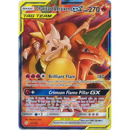 pokemon gx tag team card value Amazon.com: - Charizard & Braixen 22/236 - Cosmic Eclipse - Pokemon Ultra Rare Pokemon Trading Card Game Sun