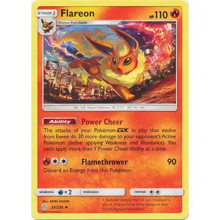 Pokemon Trading Card Game Sun & Moon Cosmic Eclipse Uncommon Flareon #25 [Reverse Holo] [Lightly Played]