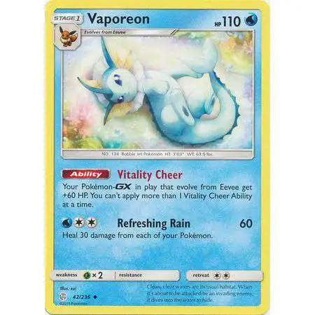 Pokemon Trading Card Game Sun & Moon Cosmic Eclipse Uncommon Vaporeon #42