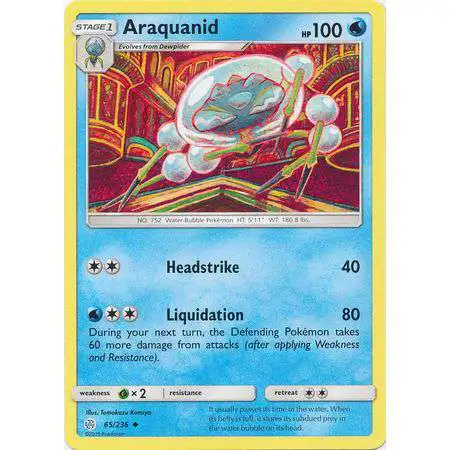 Pokemon Trading Card Game Sun & Moon Cosmic Eclipse Uncommon Araquanid #65