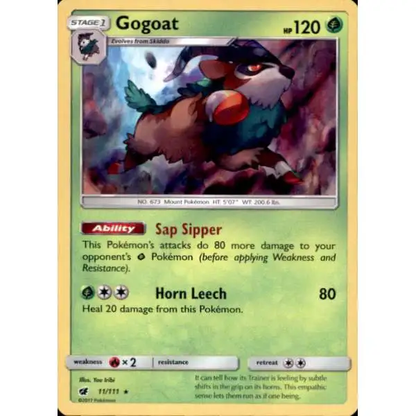 Pokemon Sun & Moon Crimson Invasion Rare Holo Gogoat #11