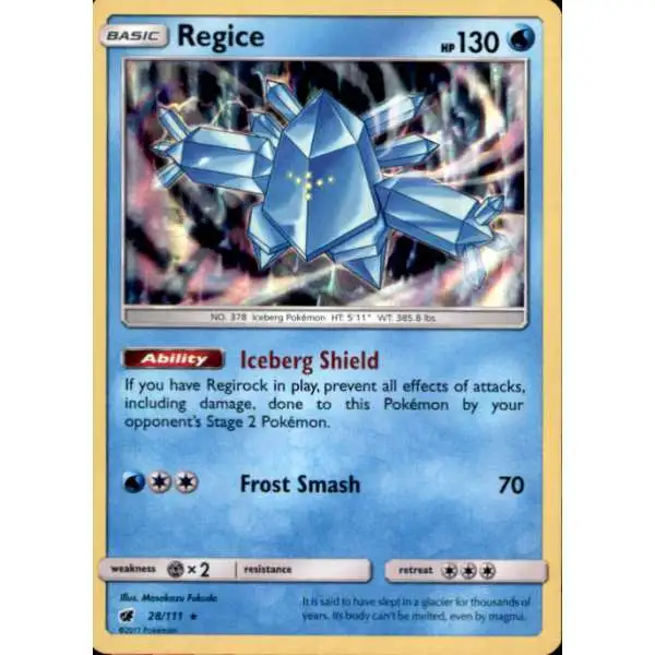 Pokemon Sun & Moon Crimson Invasion Rare Holo Regice #28