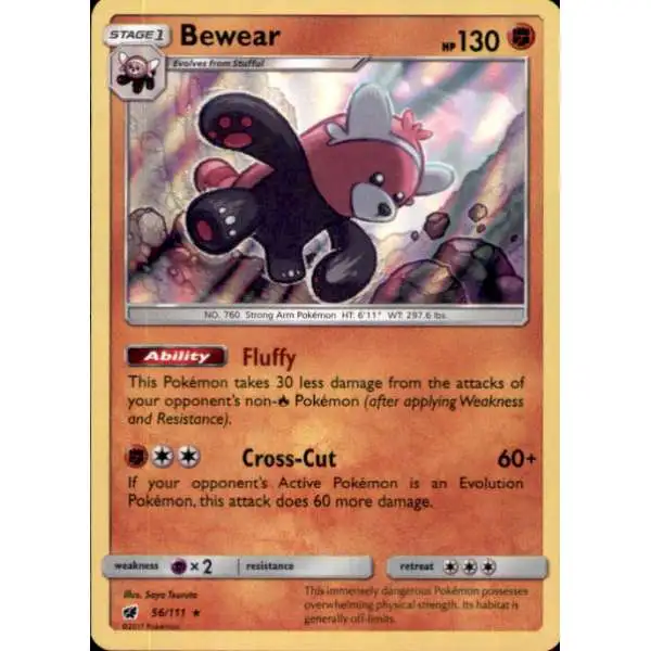 Pokemon Sun & Moon Crimson Invasion Rare Holo Bewear #56