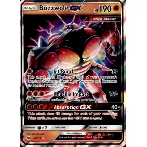 Pokemon Sun & Moon Crimson Invasion Ultra Rare Buzzwole GX #57