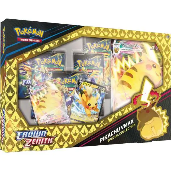 Pokemon Crown Zenith Pikachu VMAX Special Collection Box [5 Booster Packs, 2 Foil Promo Cards, Oversized Card & More]