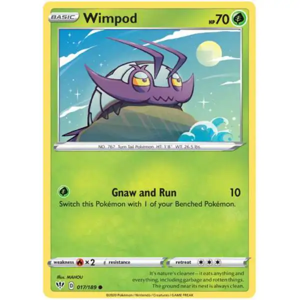 Pokemon Trading Card Game Sword & Shield Darkness Ablaze Common Wimpod #17