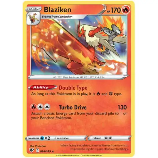 Pokemon Trading Card Game Sword & Shield Darkness Ablaze Holo Rare Blaziken #24