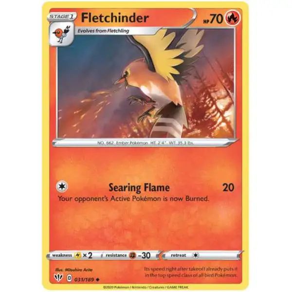 Pokemon Trading Card Game Sword & Shield Darkness Ablaze Uncommon Fletchinder #31