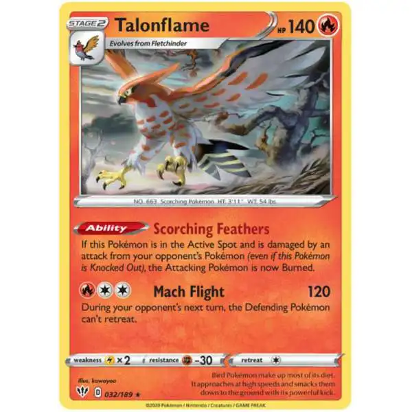 Pokemon Trading Card Game Sword & Shield Darkness Ablaze Rare Talonflame #32