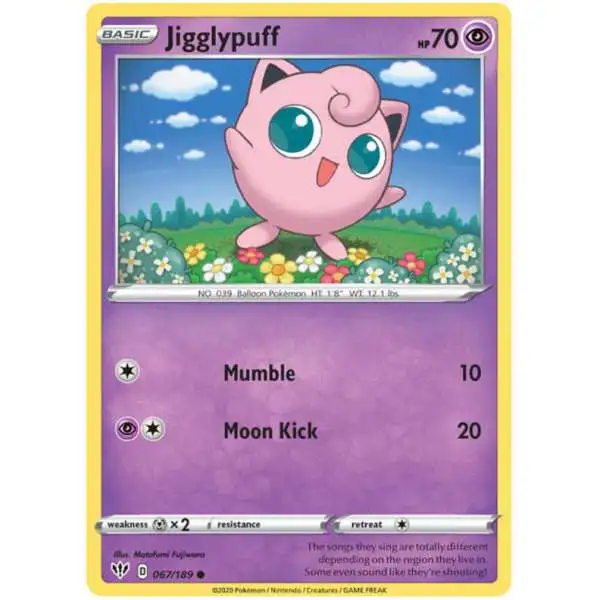 Pokemon Trading Card Game Sword & Shield Darkness Ablaze Common Jigglypuff #67