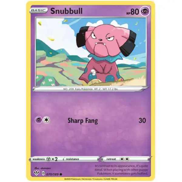 Pokemon Trading Card Game Sword & Shield Darkness Ablaze Common Snubbull #70