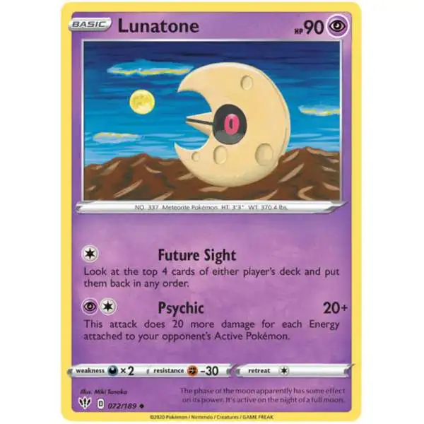 Pokemon Trading Card Game Sword & Shield Darkness Ablaze Uncommon Lunatone #72