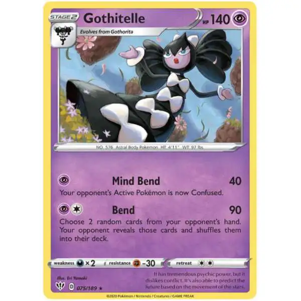 Pokemon Trading Card Game Sword & Shield Darkness Ablaze Rare Gothitelle #75