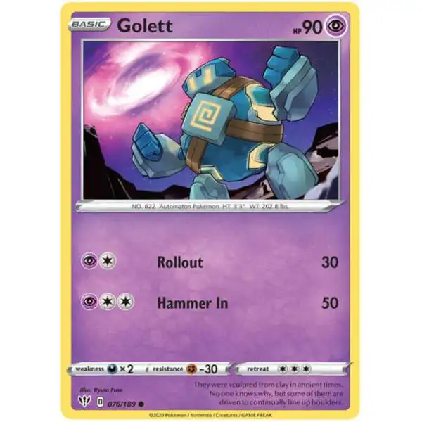 Pokemon Trading Card Game Sword & Shield Darkness Ablaze Common Golett #76