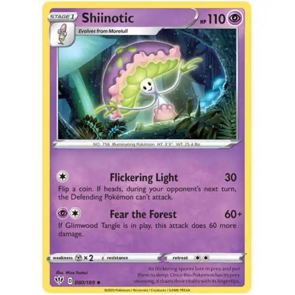 Pokemon Trading Card Game Sword & Shield Darkness Ablaze Uncommon Shiinotic #80
