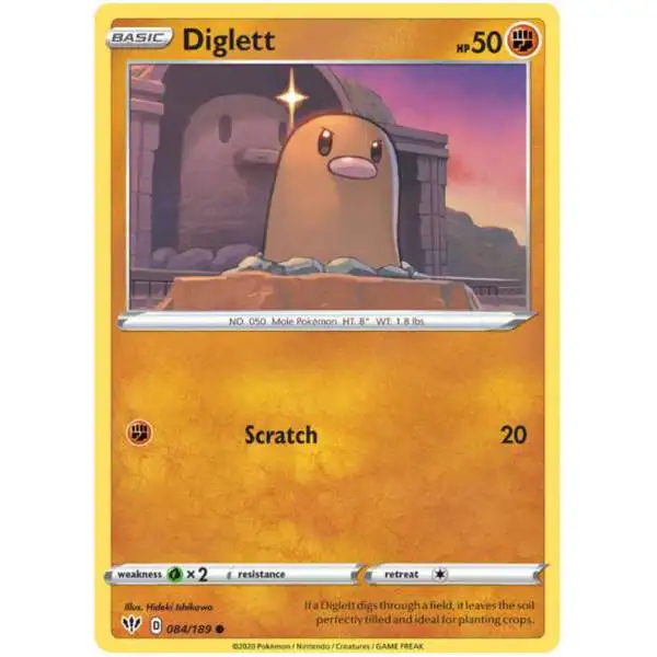 Pokemon Trading Card Game Sword & Shield Darkness Ablaze Common Diglett #84