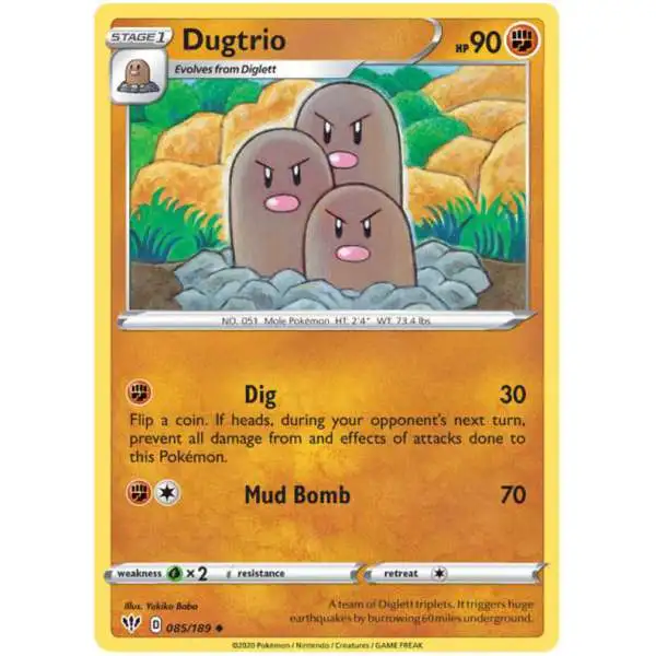 Pokemon Trading Card Game Sword & Shield Darkness Ablaze Uncommon Dugtrio #85