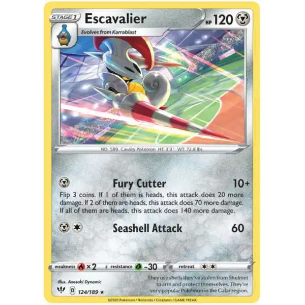 Pokemon Trading Card Game Sword & Shield Darkness Ablaze Rare Escavalier #124