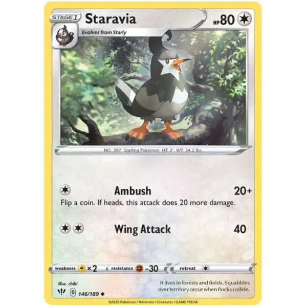 Pokemon Trading Card Game Sword & Shield Darkness Ablaze Uncommon Staravia #146