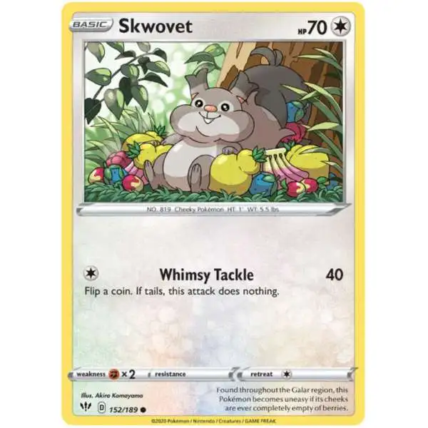 Pokemon Trading Card Game Sword & Shield Darkness Ablaze Common Skwovet #152