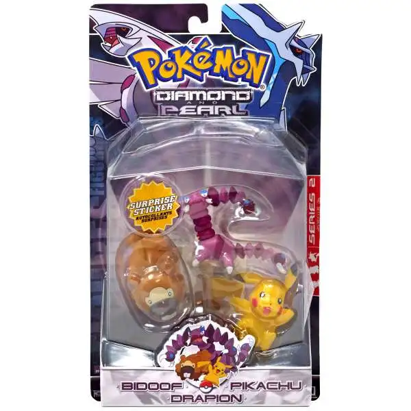 Pokemon Diamond & Pearl Series 2 Pikachu, Bidoof & Drapion Figure 3-Pack