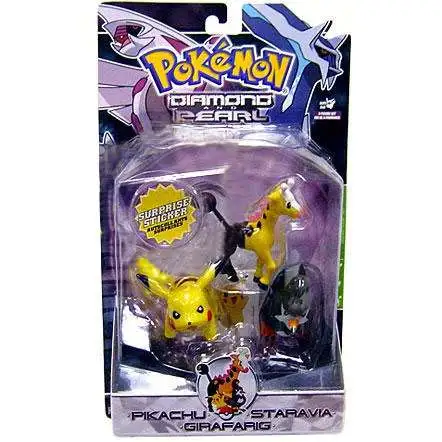 Pokemon Diamond & Pearl Series 3 Pikachu, Staravia & Girafarig Figure 3-Pack