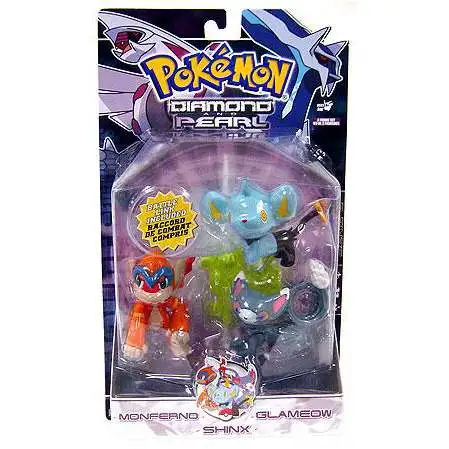Pokemon Diamond & Pearl Series 6 Monferno, Glameow & Shinx Figure 3-Pack