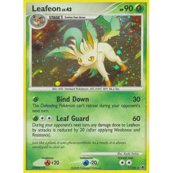 Pokemon Diamond & Pearl Majestic Dawn Rare Leafeon #7 [Holofoil] [Moderately Played]