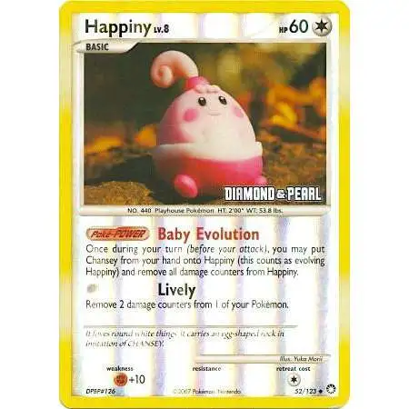 Pokemon Diamond & Pearl Mysterious Treasures Promo Happiny #52 [Reverse Holo] [Moderately Played]
