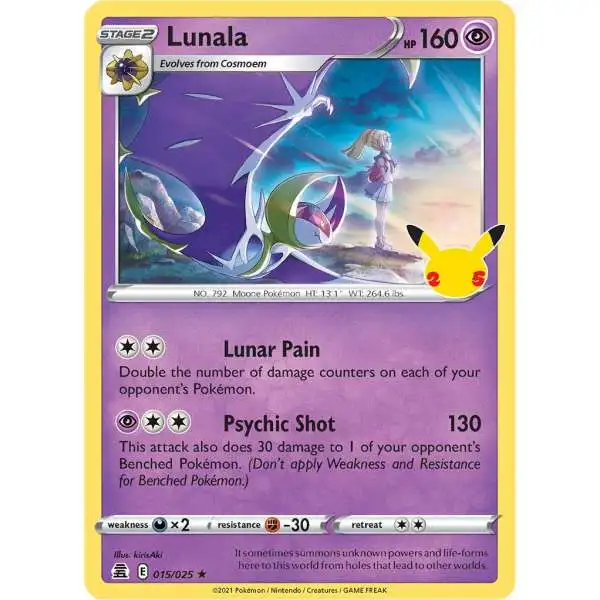 Pokemon Trading Card Game Celebrations Holo Rare Lunala #15