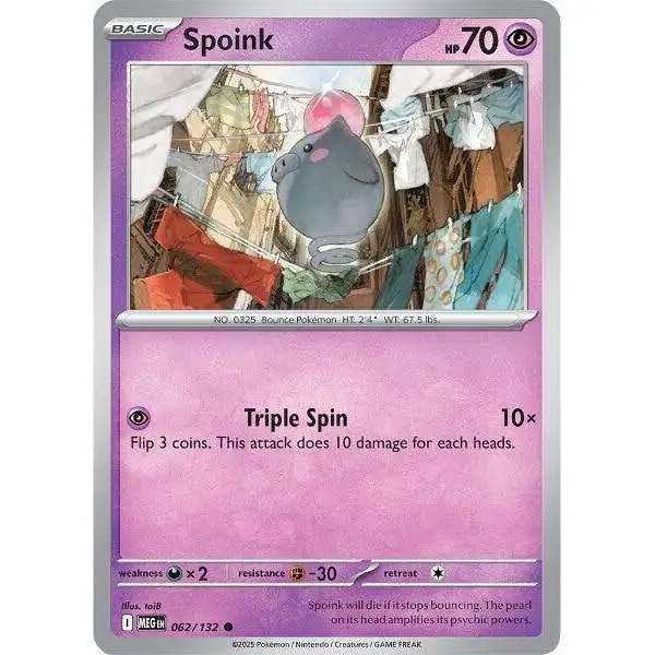 Pokemon Trading Card Game ME01: Mega Evolution Common Spoink #62
