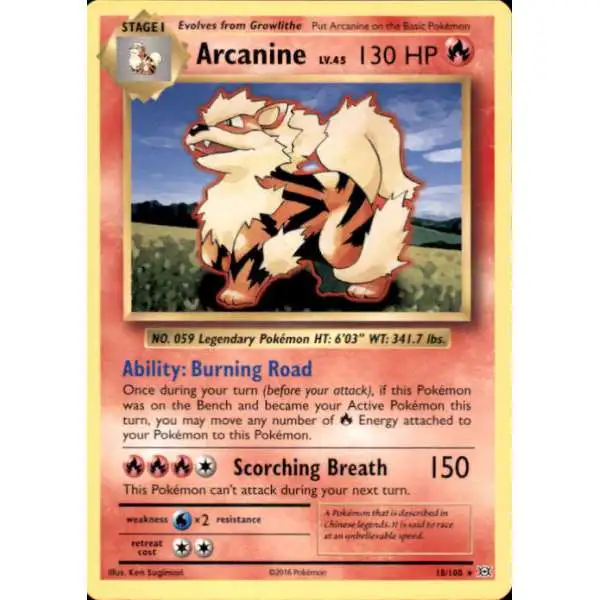 Pokemon X & Y Evolutions Rare Arcanine #18