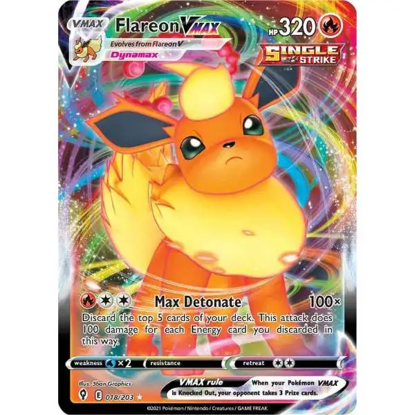 Pokemon Trading Card Game Sword & Shield Evolving Skies Ultra Rare Flareon VMAX #18